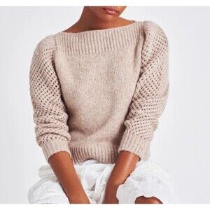 Love Shack Fancy Rosie Heritage Pullover Sweater XSmall Oatmeal EUC Designer